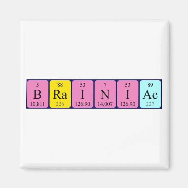 Magnet de nom de table périodique Brainiac (Devant)