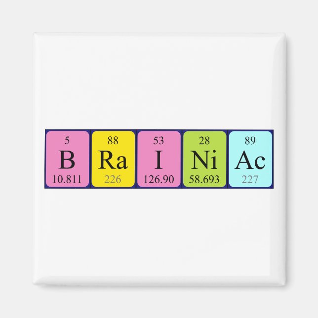 Magnet de nom de table périodique Brainiac (Devant)
