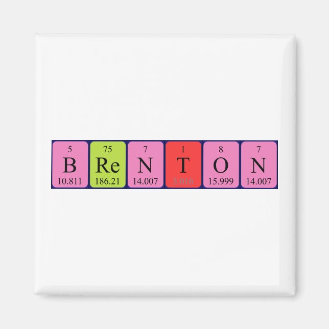Magnet de nom de table périodique Brenton (Devant)