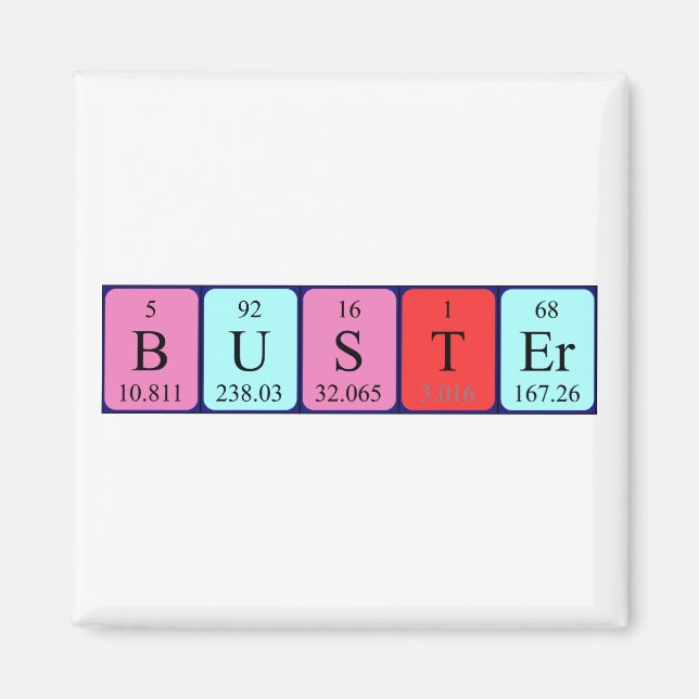 Magnet de nom de table périodique Buster (Devant)
