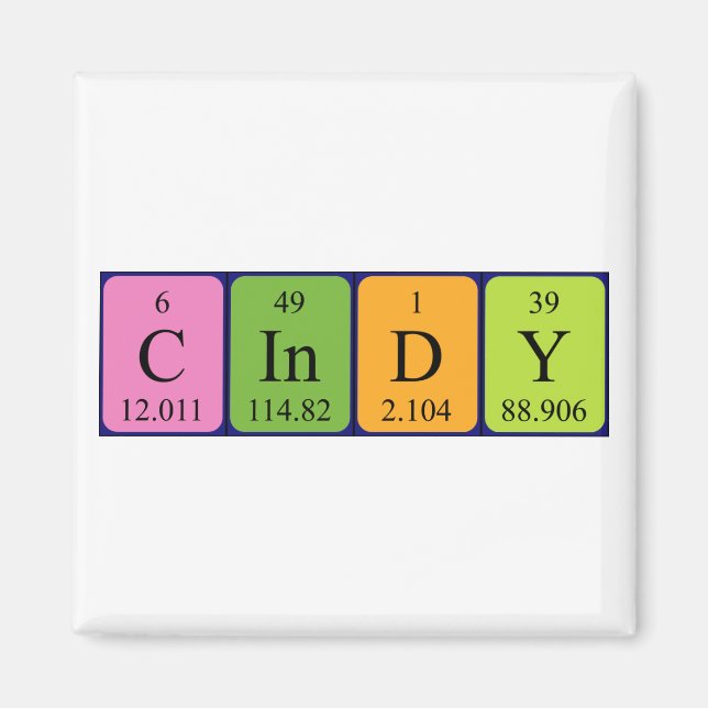 Magnet de nom de table périodique Cindy (Devant)