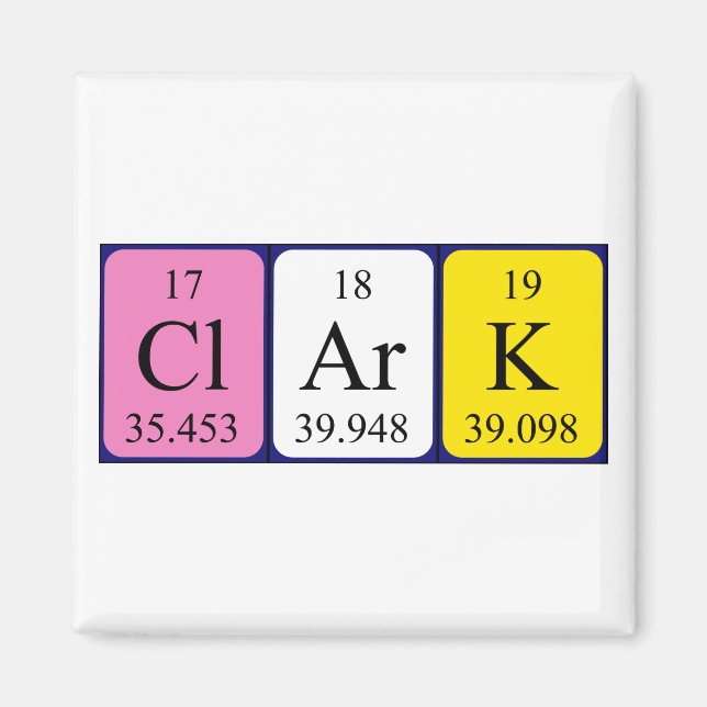Magnet de nom de table périodique Clark (Devant)