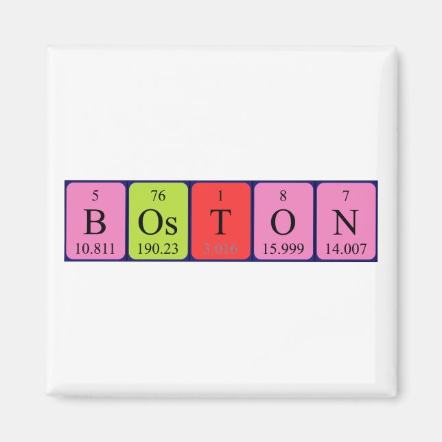 Magnet de nom de table périodique de Boston (Devant)