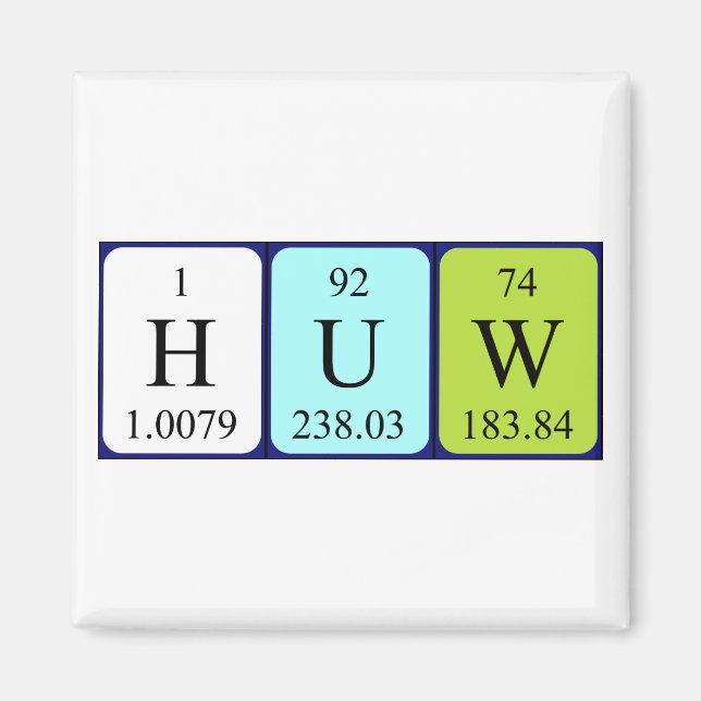 Magnet de nom de table périodique Huw (Devant)