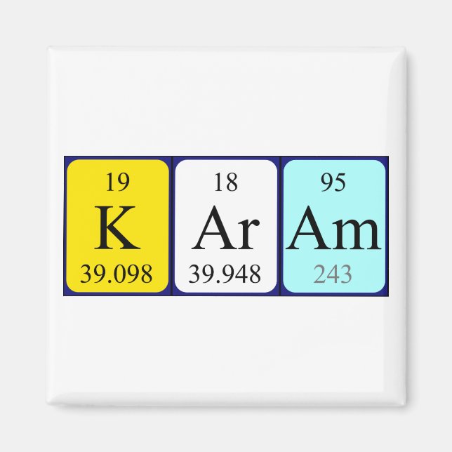 Magnet de nom de table périodique Karam (Devant)