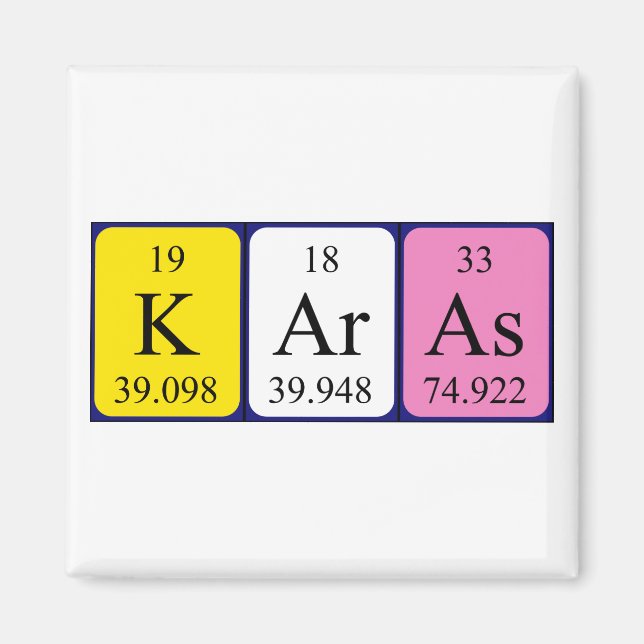 Magnet de nom de table périodique Karas (Devant)