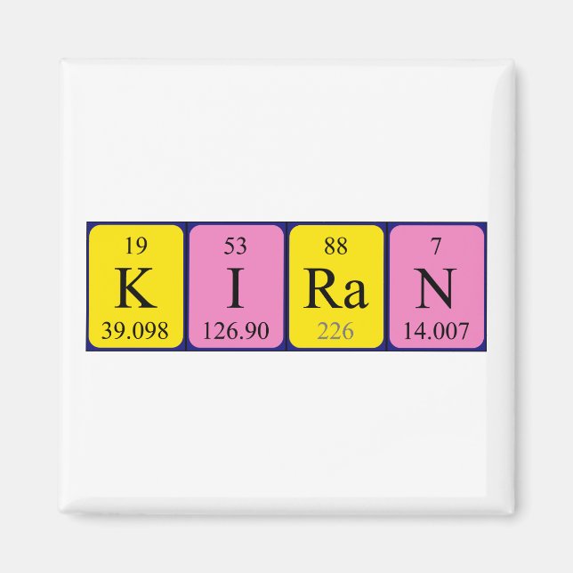 Magnet de nom de table périodique Kiran (Devant)