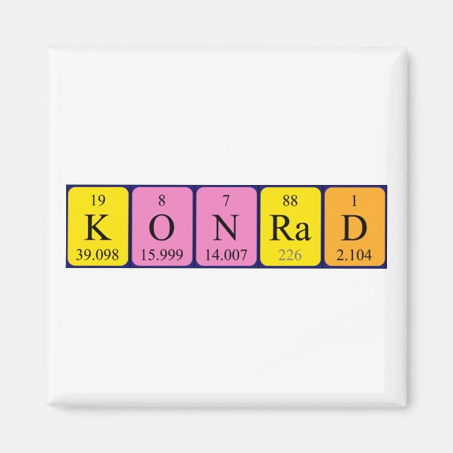 Magnet de nom de table périodique Konrad (Devant)