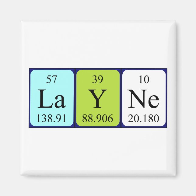 Magnet de nom de table périodique Layne (Devant)