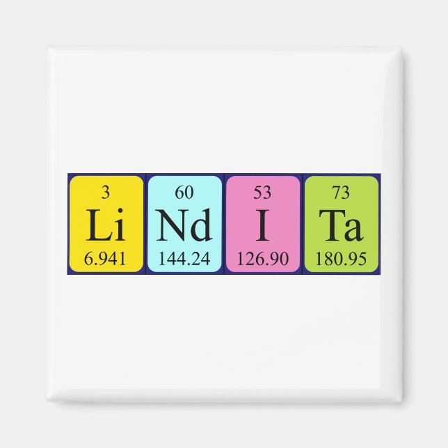 Magnet de nom de table périodique Lindita (Devant)