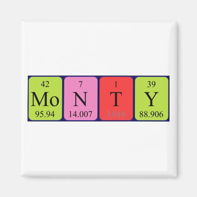 Magnet de nom de table périodique Monty (Devant)