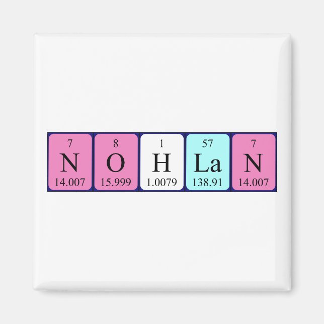 Magnet de nom de table périodique Nohlan (Devant)