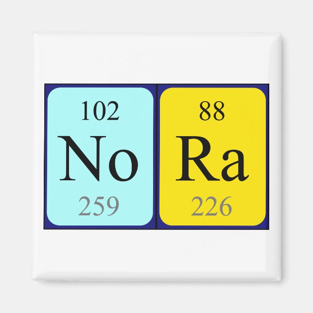 Magnet de nom de table périodique Nora (Devant)