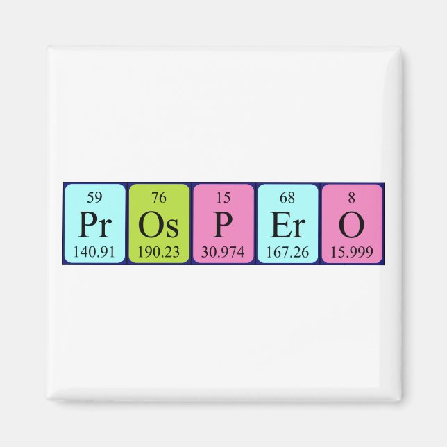 Magnet de nom de table périodique Prospero (Devant)