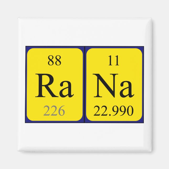 Magnet de nom de table périodique Rana (Devant)
