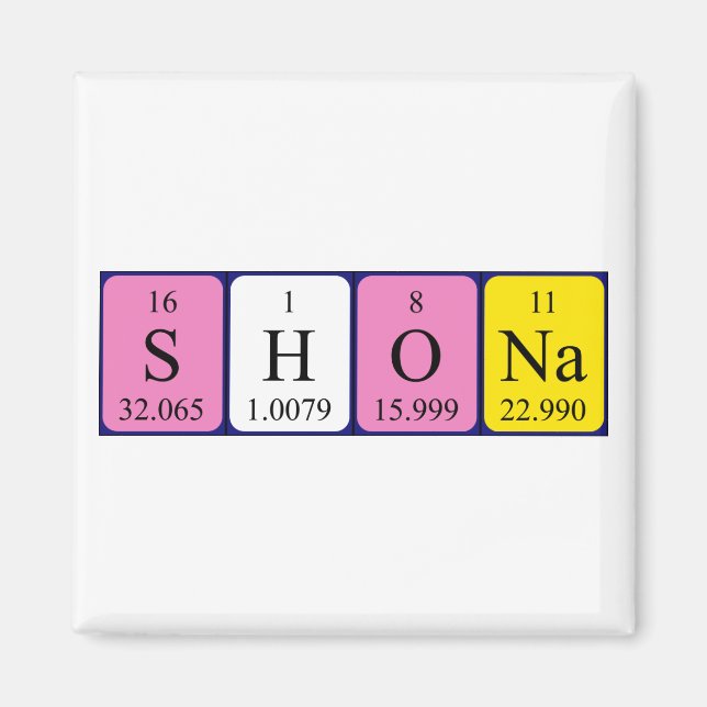 Magnet de nom de table périodique Shona (Devant)