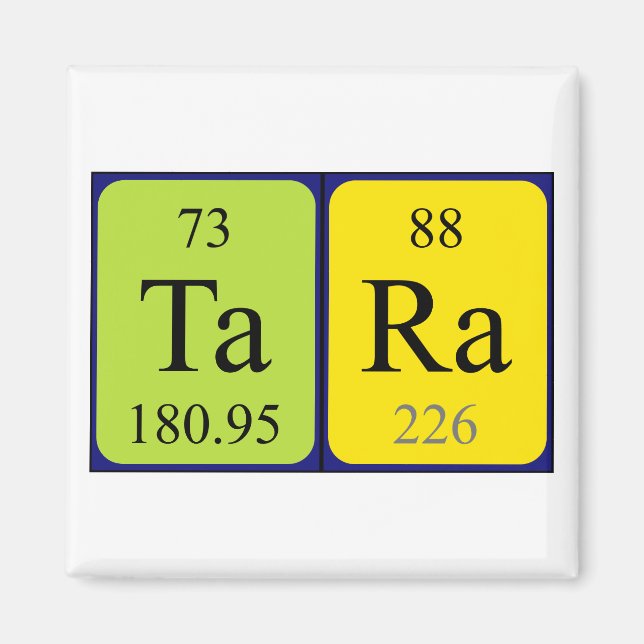 Magnet de nom de table périodique Tara (Devant)