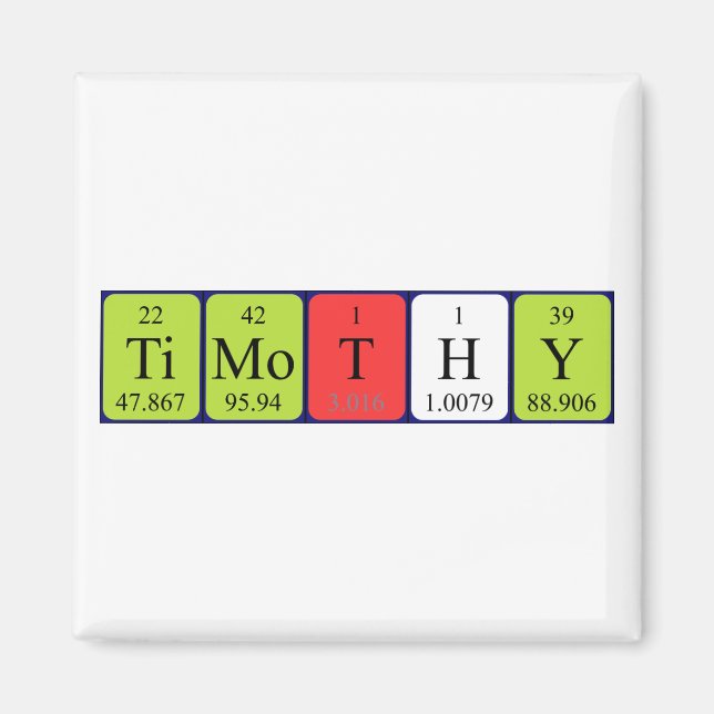 Magnet de nom de table périodique Timothy (Devant)