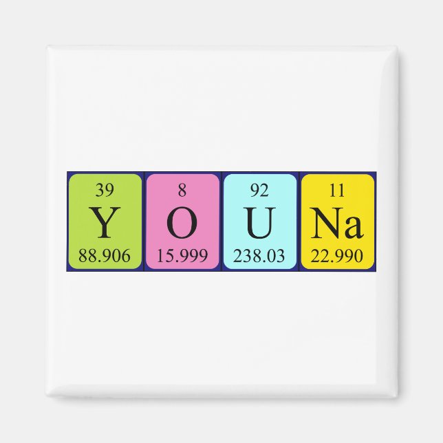 Magnet de nom de table périodique Youna (Devant)