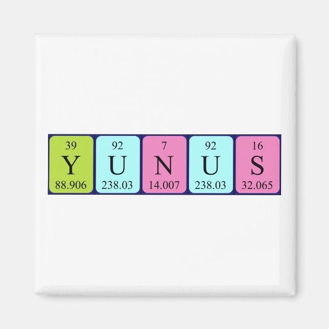 Magnet de nom de table périodique Yunus (Devant)