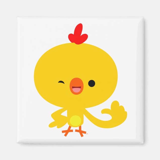 Magnet de poulet caricaturé Cool (Devant)