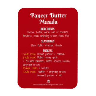 Magnet de recette du beurre de la Panère Masala po