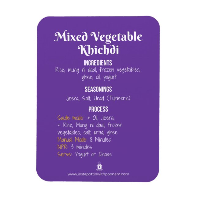 Magnet de recette Khichdi végétale (Vertical)