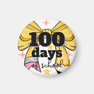 Magnet de ruban au crayon jaune de 100 jours d'éco