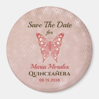 Magnet de sauvegarde de date de Quinceanera rose p