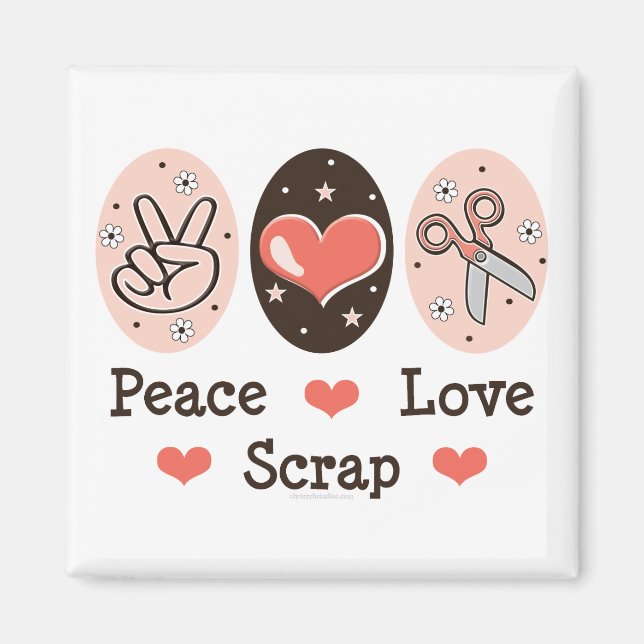 Magnet de scrapbooking pour rebut Peace Love (Devant)