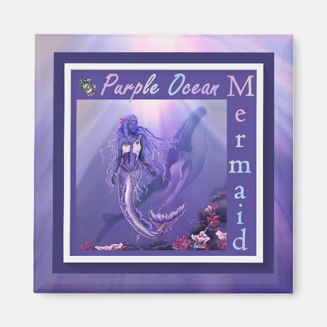 Magnet de sirène de mer violet (Devant)