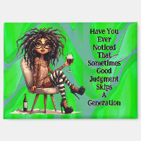 Magnet de tatouage et de jugement de vin de la dam