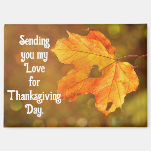 Magnet de Thanksgiving Feuille d'Automne avec Cœur