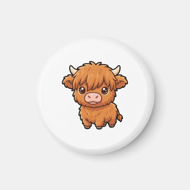 Magnet de vache Highland bébé mignon (Devant)