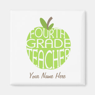Magnet d'enseignant de quatrième année - Pomme ver