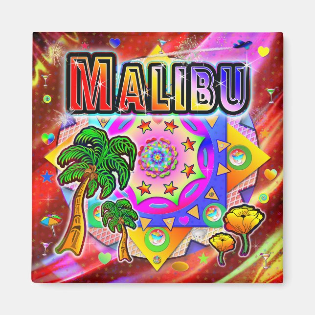 Magnet des amis tropicaux de Malibu (Devant)