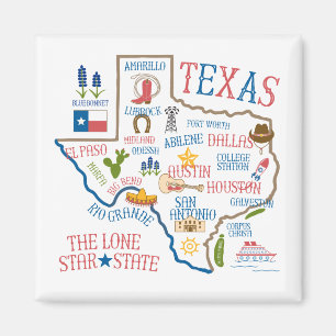 Magnet d'illustrations de l'état du Texas