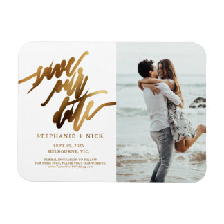 Magnet d'invitation de script Gold Elegant