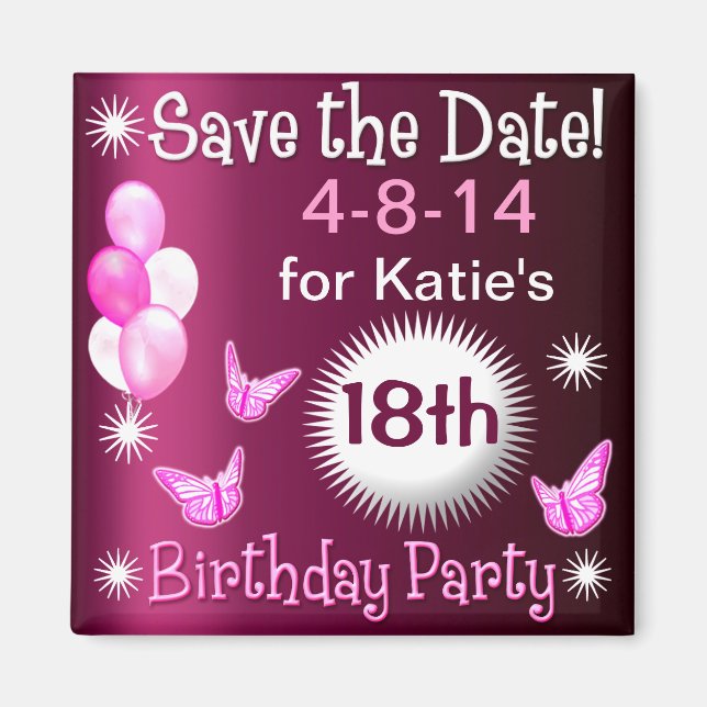 Magnet d'invitation pour l'anniversaire des dames (Devant)