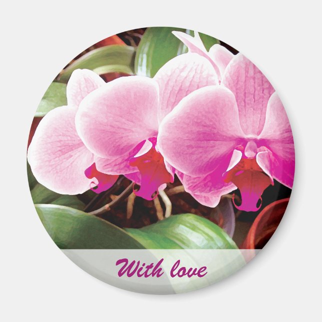 Magnet d'orchidées roses (Devant)
