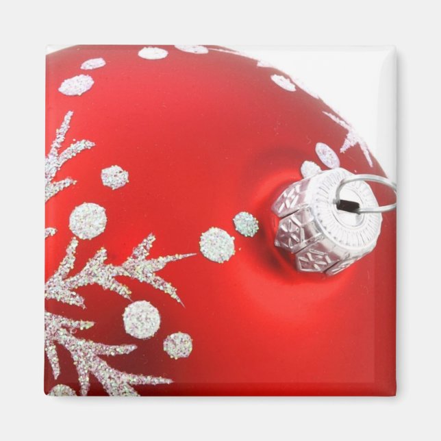 Magnet d'ornement de Noël rouge et argent (Devant)