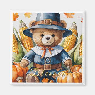 Magnet d'ours en peluche de Thanksgiving
