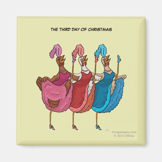 Magnet du 3e jour de Noël (Trois poules françaises (Devant)