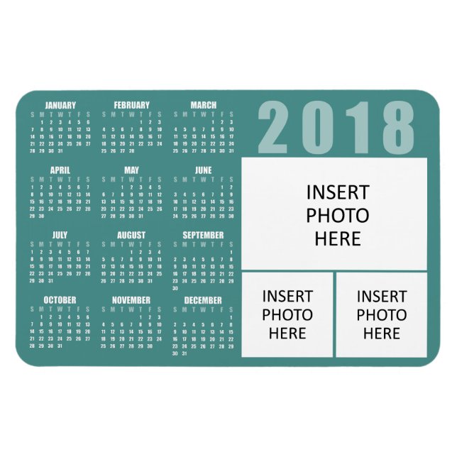 Magnet du calendrier 2018 - 3 photos de famille -  (Horizontal)