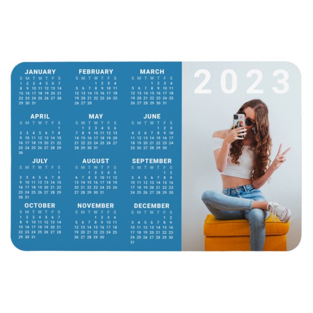 Magnet du calendrier 2023 | Couleur et photo perso (Horizontal)