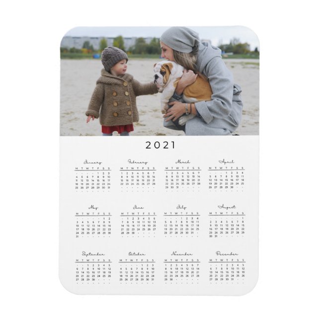 Magnet du calendrier photo moderne 2021 (Vertical)
