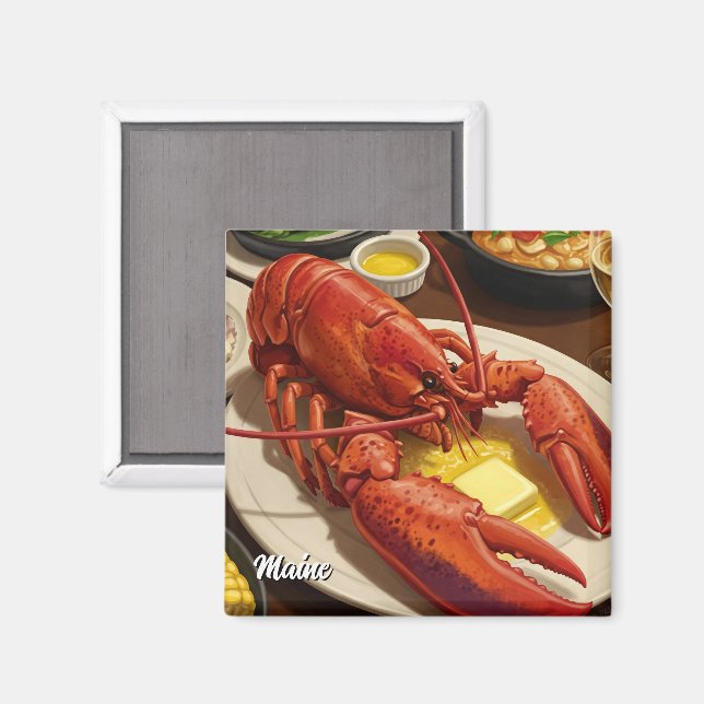 Magnet du dîner de homard du Maine (Recto/Verso)