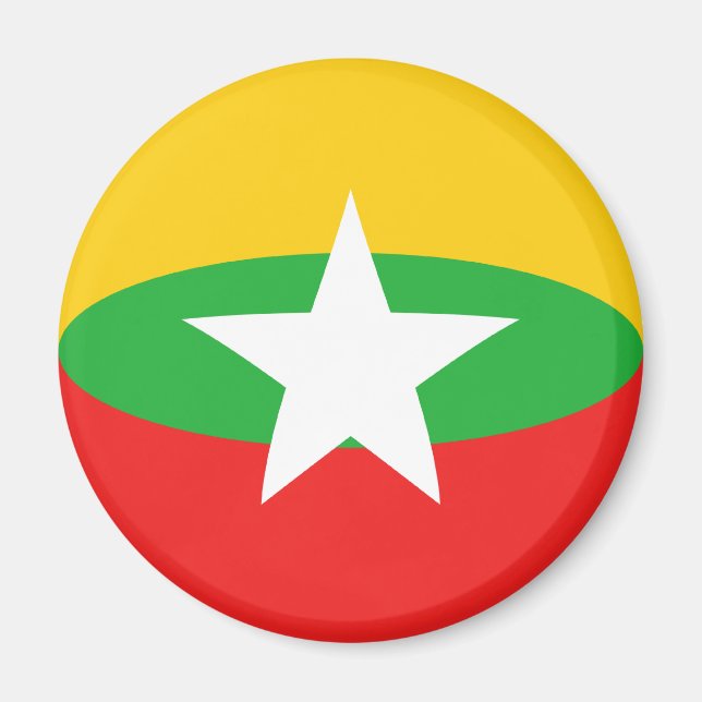 Magnet du drapeau Fisheye du Myanmar (Devant)