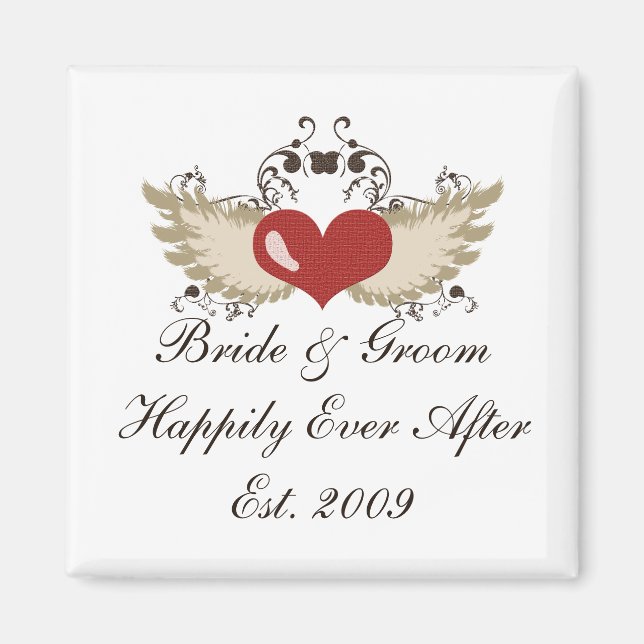 Magnet du Mariage de la mariée sur mesure du coeur (Devant)