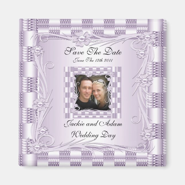 Magnet Enregistrer La Date Mariage Mauve Lilac Flo (Devant)